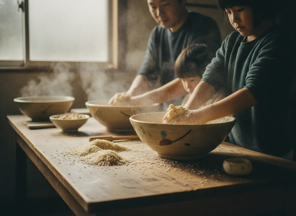 味噌作り体験の様子